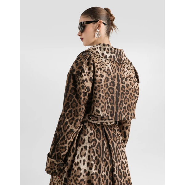 Dolce & Gabbana Double-breasted leo-print cotton drill coat, view 5