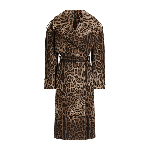 Dolce & Gabbana Double-breasted leo-print cotton drill coat
