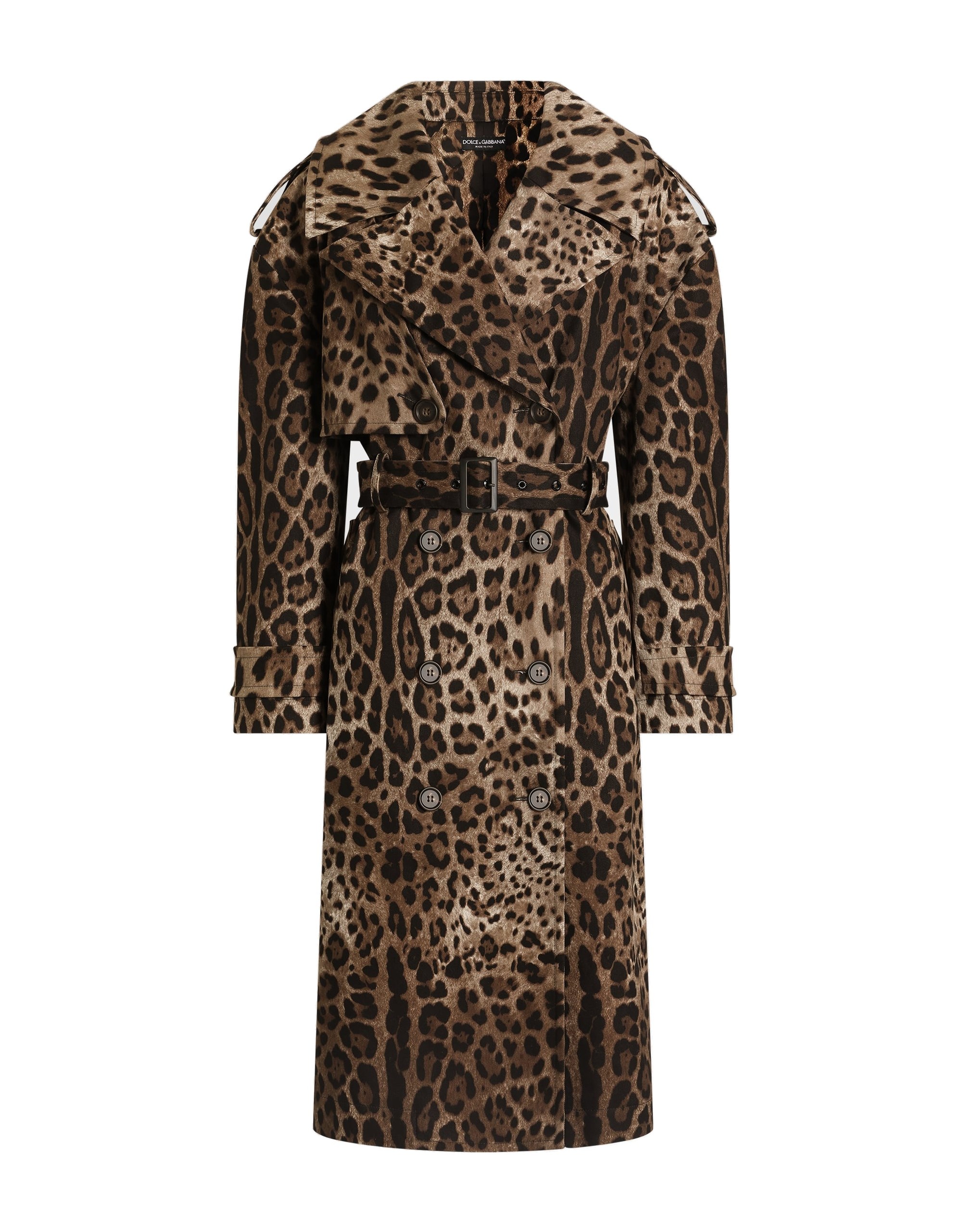 Dolce & Gabbana Double-breasted leo-print cotton drill coat