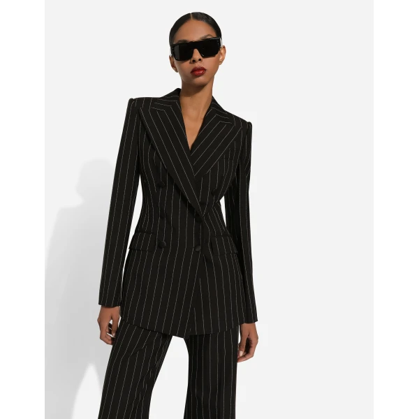 Dolce & Gabbana Double-breasted pinstripe wool Turlington jacket, view 4