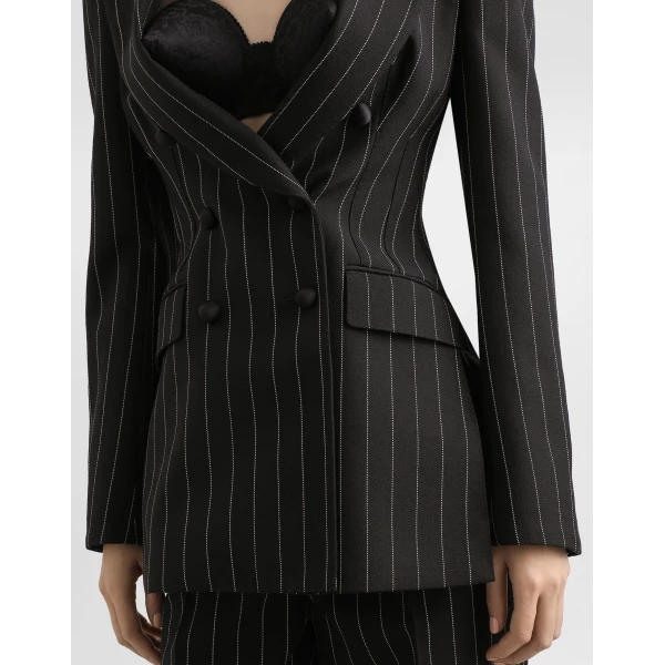 Dolce & Gabbana Double-breasted pinstripe wool jacket, view 4