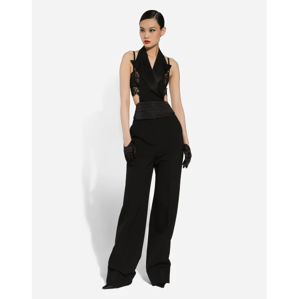 Dolce & Gabbana Double-breasted silk satin vest with low neckline on the back, view 3