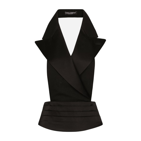 Dolce & Gabbana Double-breasted silk satin vest with low neckline on the back