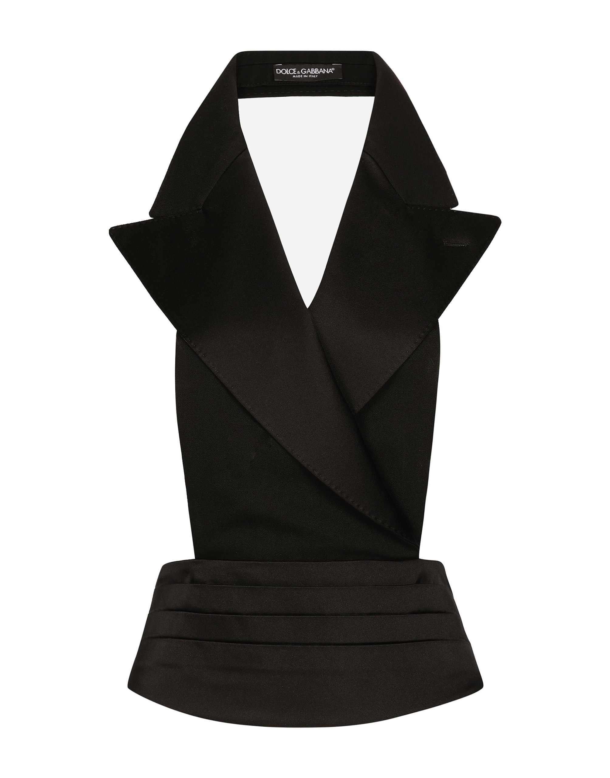 Dolce & Gabbana Double-breasted silk satin vest with low neckline on the back