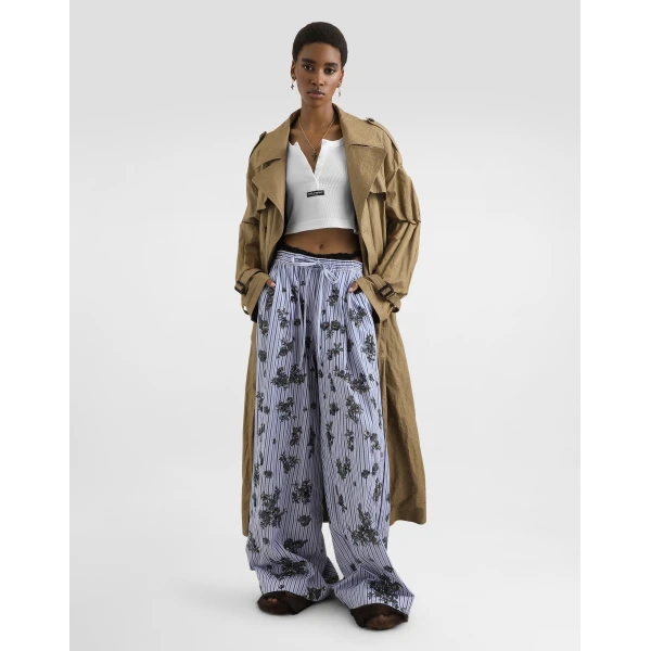 Dolce & Gabbana Double-breasted trench coat in wrinkled-effect cotton, view 2