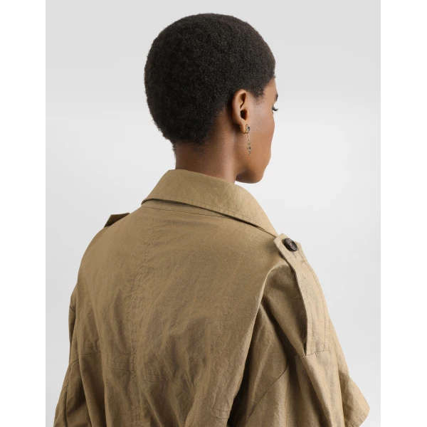 Dolce & Gabbana Double-breasted trench coat in wrinkled-effect cotton, view 6