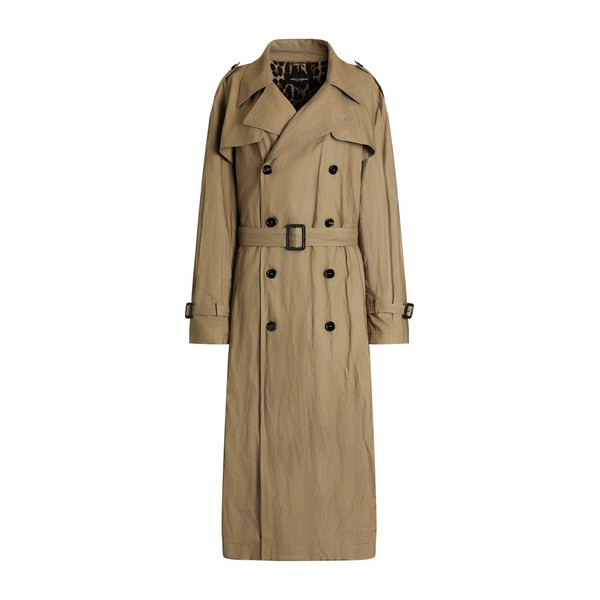 Dolce & Gabbana Double-breasted trench coat in wrinkled-effect cotton