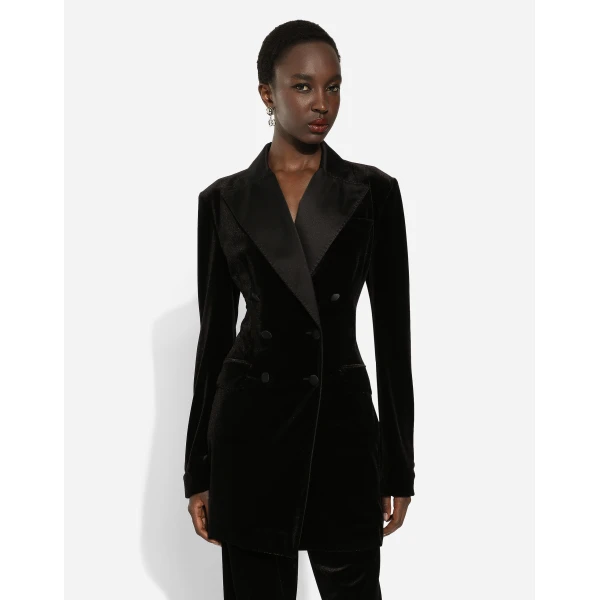 Dolce & Gabbana Double-breasted velvet Turlington jacket, view 4