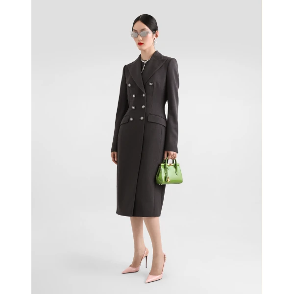 Dolce & Gabbana Double-breasted wool coat with DG-branded buttons, view 2