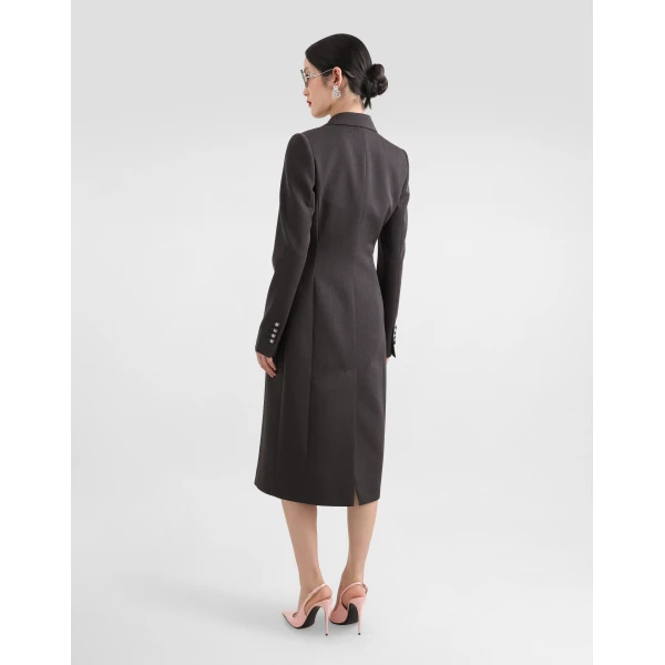 Dolce & Gabbana Double-breasted wool coat with DG-branded buttons, view 3