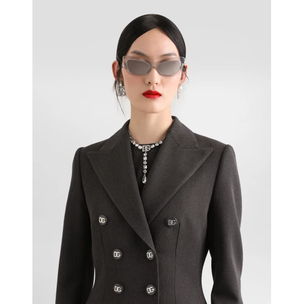 Dolce & Gabbana Double-breasted wool coat with DG-branded buttons, view 4