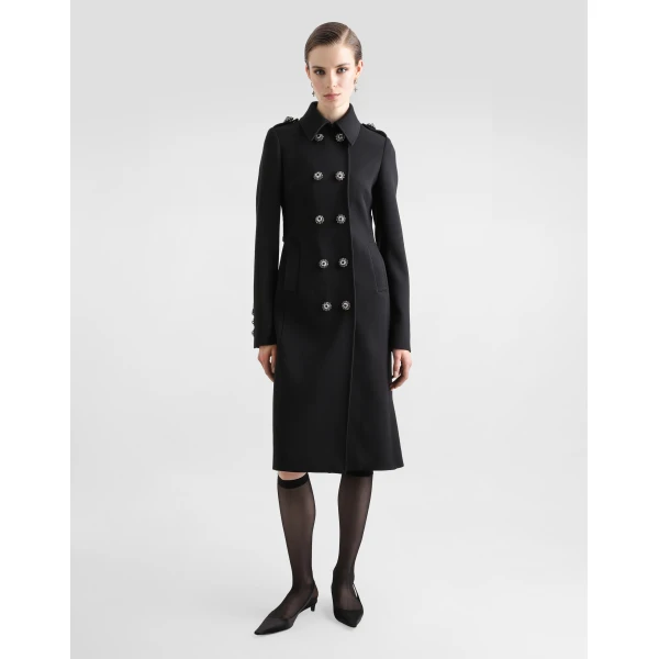 Dolce & Gabbana Double-breasted wool coat with bejeweled buttons, view 2