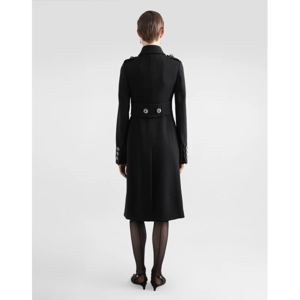 Dolce & Gabbana Double-breasted wool coat with bejeweled buttons, view 3