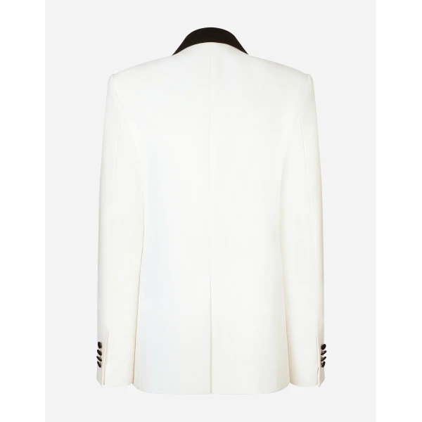 Dolce & Gabbana Double-breasted wool crepe jacket with tuxedo lapels, view 2