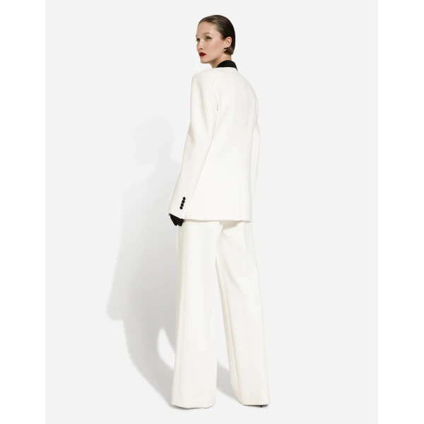 Dolce & Gabbana Double-breasted wool crepe jacket with tuxedo lapels, view 4