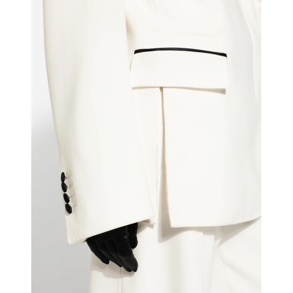 Dolce & Gabbana Double-breasted wool crepe jacket with tuxedo lapels, view 5