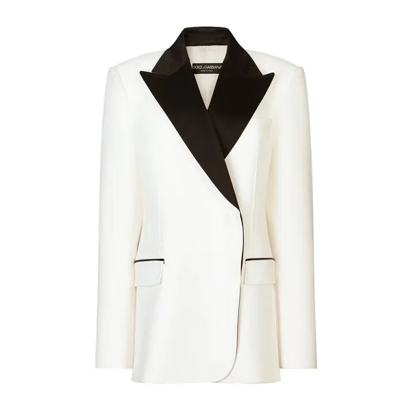 Dolce & Gabbana Double-breasted wool crepe jacket with tuxedo lapels