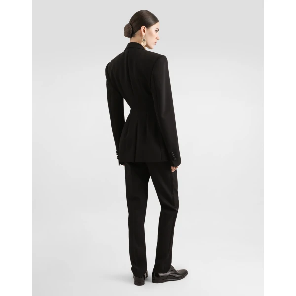 Dolce & Gabbana Double-breasted wool gabardine tuxedo jacket, view 3