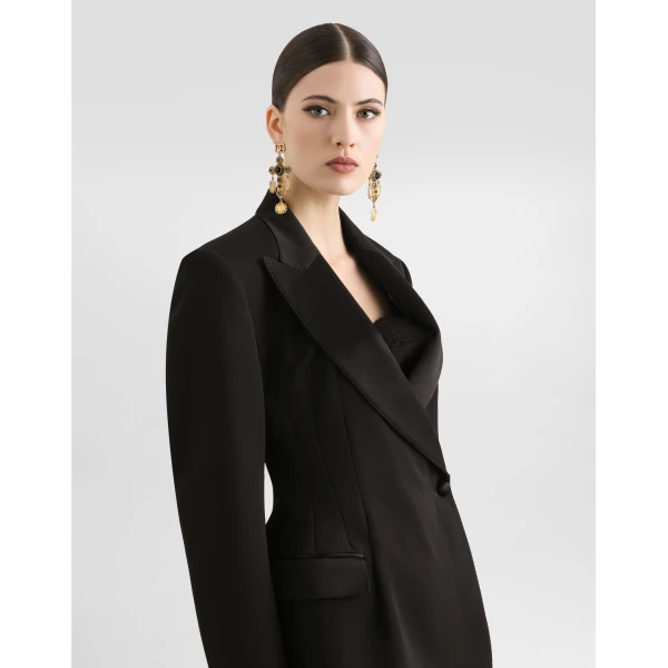 Dolce & Gabbana Double-breasted wool gabardine tuxedo jacket, view 4