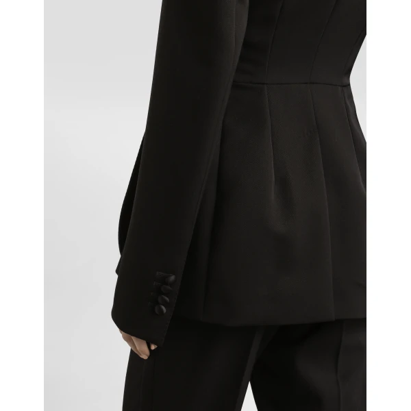 Dolce & Gabbana Double-breasted wool gabardine tuxedo jacket, view 6