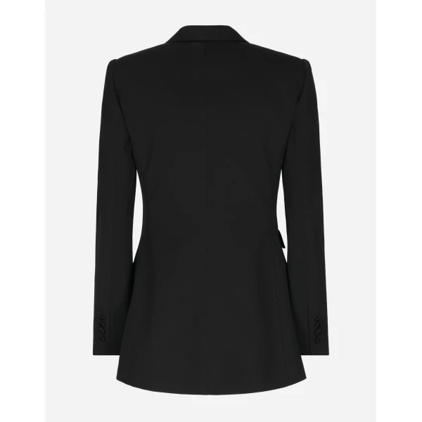 Dolce & Gabbana Double-breasted woolen jacket with flower appliqué, view 2