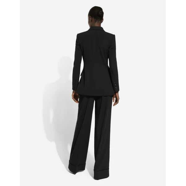Dolce & Gabbana Double-breasted woolen jacket with flower appliqué, view 4