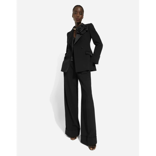 Dolce & Gabbana Double-breasted woolen jacket with flower appliqué, view 6