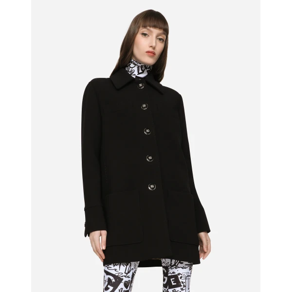 Dolce & Gabbana Double crepe peacoat with galalith buttons Coat, view 2