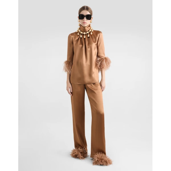 Dolce & Gabbana Double silk satin pajama pants, view 2