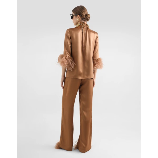 Dolce & Gabbana Double silk satin pajama pants, view 3