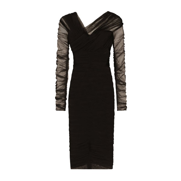 Dolce & Gabbana Draped midi dress in cotton tulle