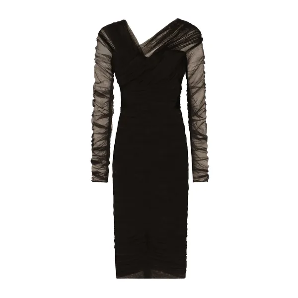 Dolce & Gabbana Draped midi dress in cotton tulle