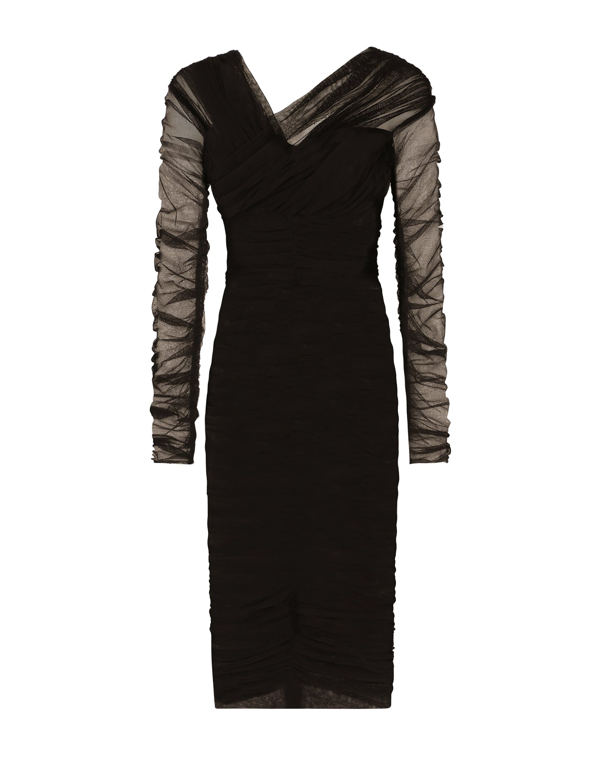 Dolce & Gabbana Draped midi dress in cotton tulle