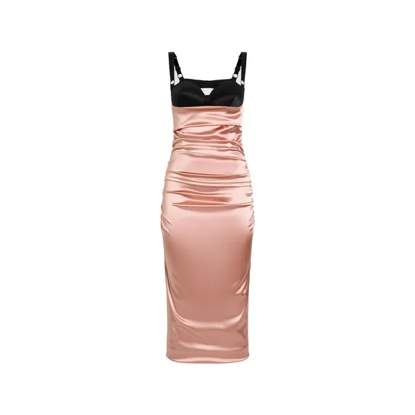 Dolce & Gabbana Draped satin calf-length dress with bra-style cups