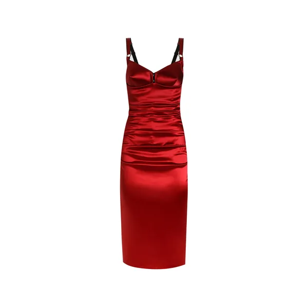 Dolce & Gabbana Draped satin calf-length dress with conical cups