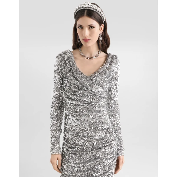 Dolce & Gabbana Draped sequin dress, view 4