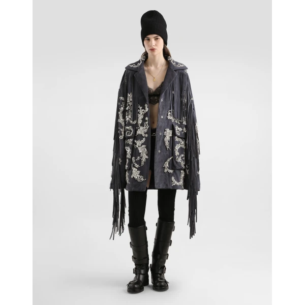 Dolce & Gabbana Embroidered split leather jacket, view 2
