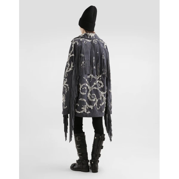 Dolce & Gabbana Embroidered split leather jacket, view 3