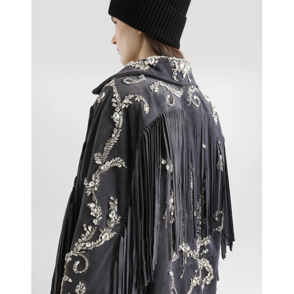 Dolce & Gabbana Embroidered split leather jacket, view 5