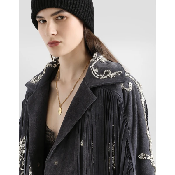 Dolce & Gabbana Embroidered split leather jacket, view 6