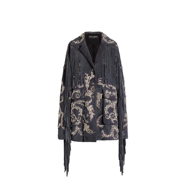 Dolce & Gabbana Embroidered split leather jacket