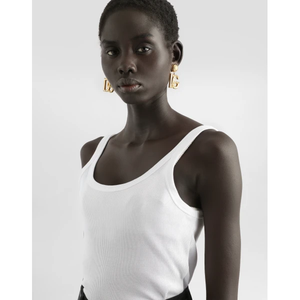 Dolce & Gabbana Fine-rib cotton singlet Top, view 4