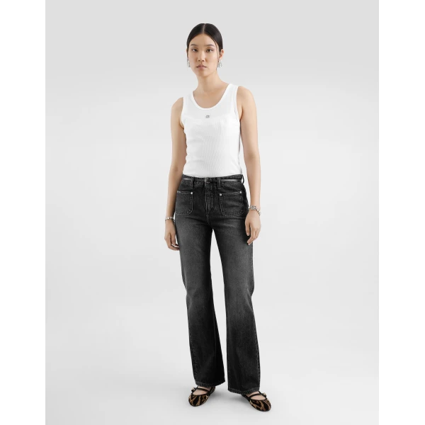 Dolce & Gabbana Fine-rib jersey tank top with DG logo pin, view 2