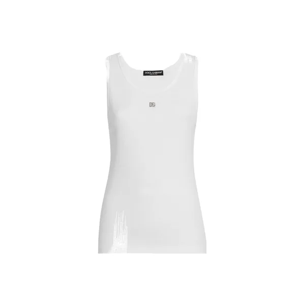 Dolce & Gabbana Fine-rib jersey tank top with DG logo pin