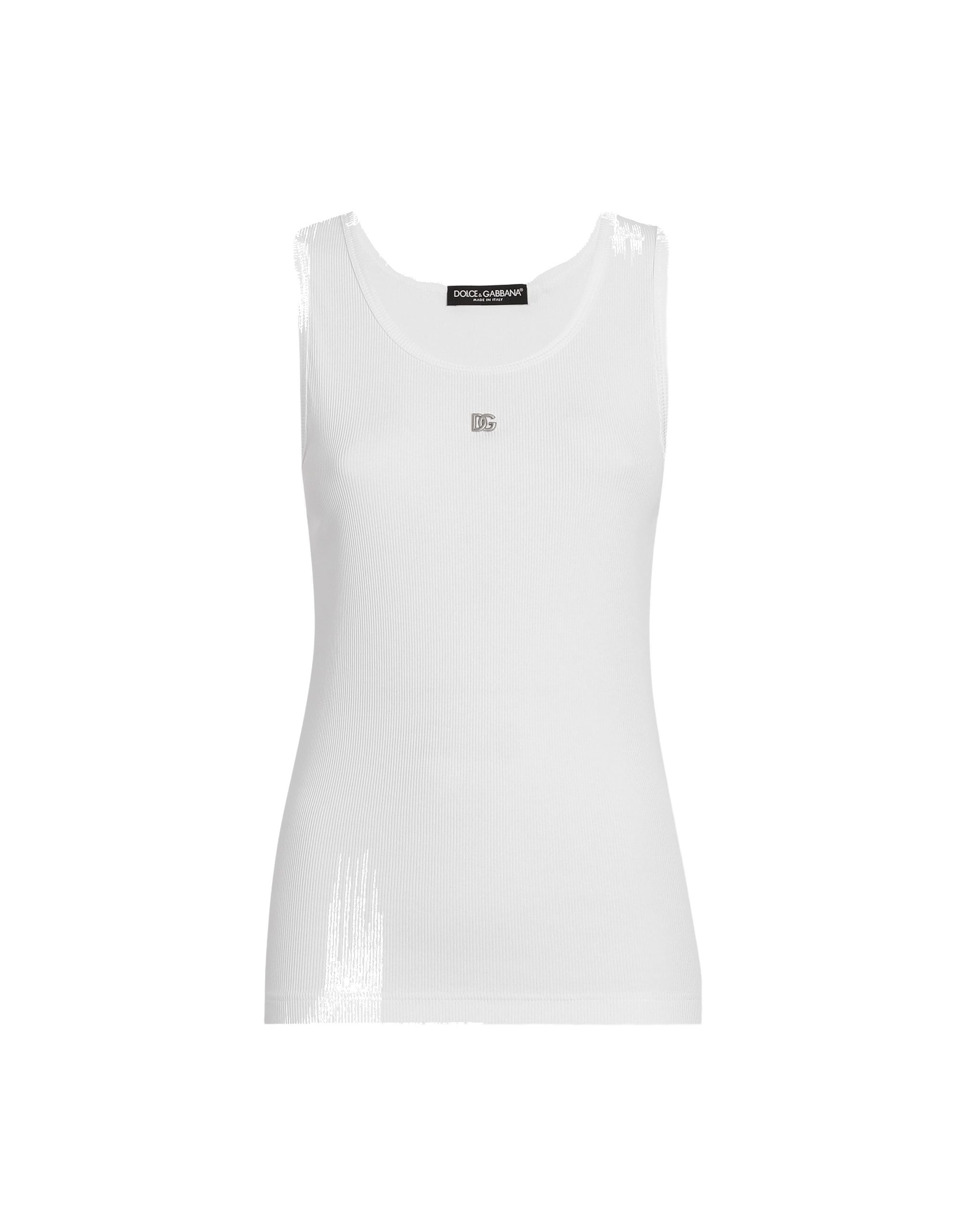 Dolce & Gabbana Fine-rib jersey tank top with DG logo pin