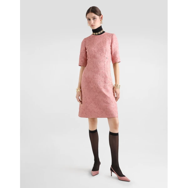Dolce & Gabbana Fit-and-flare midi dress in floral jacquard, view 2