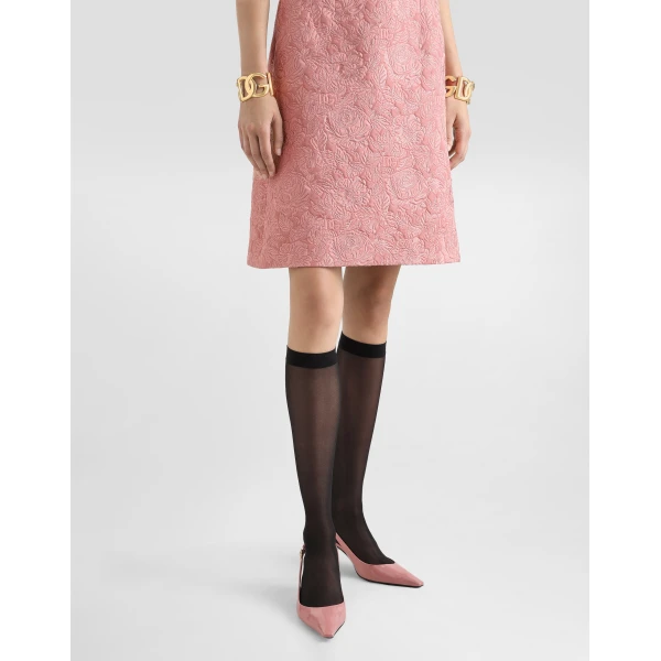 Dolce & Gabbana Fit-and-flare midi dress in floral jacquard, view 4