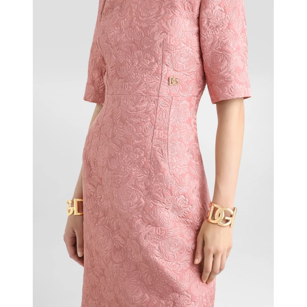 Dolce & Gabbana Fit-and-flare midi dress in floral jacquard, view 5