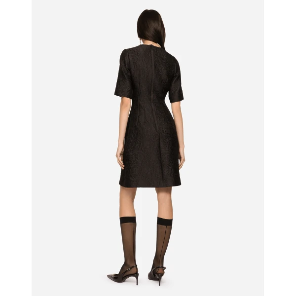 Dolce & Gabbana Fit-and-flare midi dress in floral jacquard, view 5