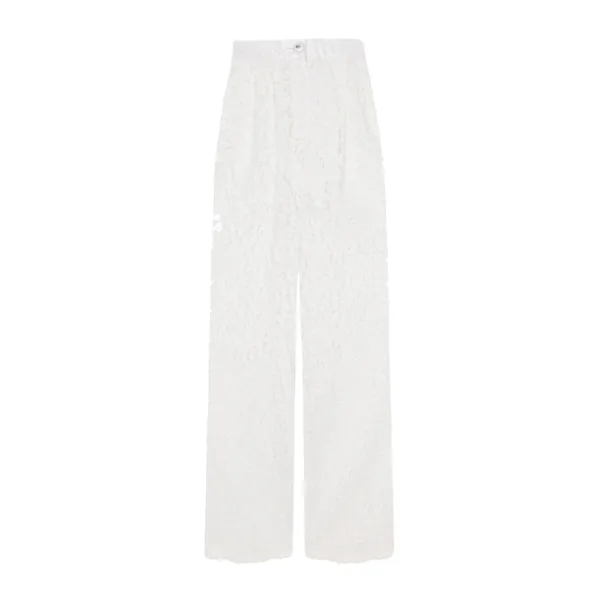 Flared floral cordonetto lace pants